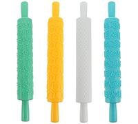 ADOCARN Set 4 Pezzi Mattarello Decorativo in Plastica per Pasticceria Rilievo Creativo Leggero per Biscotti e Dolci, per Feste e Momenti Sociali Colore Casuale