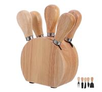 ADOCARN Set Coltelli con Blocco Porta Coltelli per Formaggio in Inossidabile in Legno di Quercia, senza Sforzo e Organizzazione per Picnic e Raduni