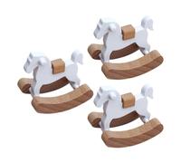 ADOCARN Set di 3 Cavalli a Dondolo in Legno per Casa delle Bambole, Decorazione Elegante e Finemente Levigata, per Giochi Immaginativi nel Soggiorno della Casa delle Bambole