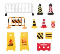 ADOCARN Set di Giocattoli Miniature Ostacoli Stradali in Plastico, Modellini Segnaletica Stradale per Simulazione Infrastruttura Stradale e Gioco Creativo