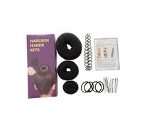 ADOCARN Set Professionale per Acconciature Creatore di Chignon 3 Misure, Kit per Intrecciare Chioma Elastici e Clip Neri, Accessori Styling per Parrucchieri, Studenti e Uso Domestico