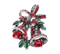 ADOCARN Spilla Natalizia a Campana in Lega con Decorazioni di Cristalli, Colore Argento, Spilla Resistente per Abbigliamento da Tutti i Giorni e Abiti Eleganti