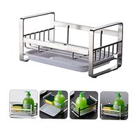 ADOCARN Supporto per Spugne in Acciaio Inossidabile con Vassoio Scolapiatti Rimovibile Organizer da Banco Antiscivolo per Cucina e Bagno Portaoggetti per Spugne e Detergenti