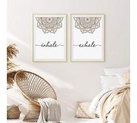AdoDecor 2 Pezzi, Stampa su tela, Poster Zen bohémien Exhale Inhale Quadro su tela, Quadri camera da letto, Decorazione della stanza per lo yoga con mandala Quadri moderni soggiorno(Non incorniciato)