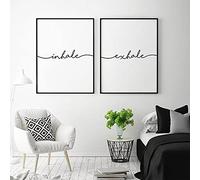 AdoDecor Stampa su tela Inhale Exhale Segni Quadro camera da letto,Quadri moderni soggiorno Poster e stampe di Pilates in bianco e nero Stampe da parete(Incorniciato)