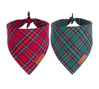 ADOGGYGO Christmas Dog Bandana 2 Pack, Stylish Plaid Pet Scarf, Premium Cotton Fabric, Multiple Sizes Offered, Christmas Bandanas for Large X-Large Dogs Pets (X-Large)