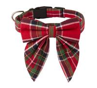 ADOGGYGO Collare natalizio per cani con fiocco, regolabile, in cotone rosso e verde, per cani di taglia piccola, media e grande (M, Natale)