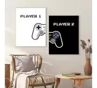 ADOHOME Manovella da gioco con combinazione nera e bianca, poster da gioco su tela, immagini artistiche da parete, decorazione per sala giochi, 70 x 100 cm, 2 senza cornice