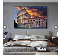 ADOHOME Quadro su tela Roma Colosseo Italia famosa città edificio poster e stampa artistica da parete immagine per soggiorno decorazione 70 x 140 cm senza cornice