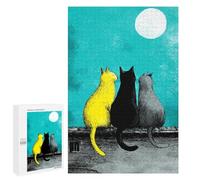 Adolescente 1000 PCS Puzzle Night Cats Moon Watching Puzzle Per Adulti Vacanza A Casa Passatempo Interazione Genitore-figlio Divertimento in Famiglia E Serata Di Giochi 1000 PCS