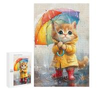 Adolescente 1000 PCS Puzzle Rainy Day Kitten with Umbrella-5 Puzzle Per Adulti Vacanza A Casa Passatempo Interazione Genitore-figlio Divertimento in Famiglia E Serata Di Giochi 1000 PCS