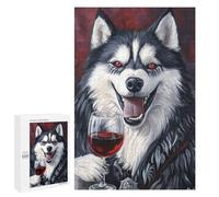Adolescente 1000 PCS Puzzle Wolf with Red Wine Glass Puzzle Per Adulti Vacanza A Casa Passatempo Interazione Genitore-figlio Divertimento in Famiglia E Serata Di Giochi 1000 PCS