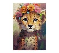 Adolescente 1000pcs(38x26cm) Puzzle Floral Crowned Leopard Cub Puzzle Per Adulti Giochi Divertenti Vacanze A Casa Regali Per Passare Il Tempo Per Amici E Familiari 1000pcs(38x26cm)
