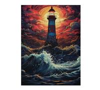 Adolescente 1000pcs(52x38cm) Puzzle Stormy Lighthouse at Sunset Puzzle Per Adulti Giochi Divertenti Vacanze A Casa Regali Per Passare Il Tempo Per Amici E Familiari 1000pcs(52x38cm)