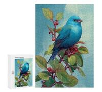 Adolescente 300 PCS Puzzle Blue Bird with Berries on Branch Puzzle Per Adulti Vacanza A Casa Passatempo Interazione Genitore-figlio Divertimento in Famiglia E Serata Di Giochi 300 PCS