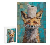 Adolescente 300 PCS Puzzle Fox with Toilet Paper Roll Hat-1 Puzzle Per Adulti Vacanza A Casa Passatempo Interazione Genitore-figlio Divertimento in Famiglia E Serata Di Giochi 300 PCS