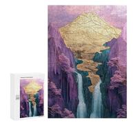 Adolescente 300 PCS Puzzle Golden Mountain Waterfall Landscape Puzzle Per Adulti Vacanza A Casa Passatempo Interazione Genitore-figlio Divertimento in Famiglia E Serata Di Giochi 300 PCS