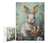 Adolescente 500 PCS Puzzle Easter Bunny with Basket of Eggs Puzzle Per Adulti Vacanza A Casa Passatempo Interazione Genitore-figlio Divertimento in Famiglia E Serata Di Giochi 500 PCS