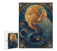 Adolescente 500 PCS Puzzle Fantasy Dragon Stained Glass Artwork Puzzle Per Adulti Vacanza A Casa Passatempo Interazione Genitore-figlio Divertimento in Famiglia E Serata Di Giochi 500 PCS