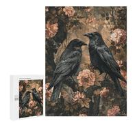 Adolescente 500 PCS Puzzle Ravens in Floral Garden Puzzle Per Adulti Vacanza A Casa Passatempo Interazione Genitore-figlio Divertimento in Famiglia E Serata Di Giochi 500 PCS