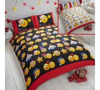 Natale Emoticons Set Copripiumino Doppio Nero/Bianco 2-IN-1 Design Bambini