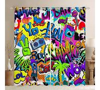 Adolescente Graffiti Tende oscuranti Ragazzi Hippie Graffiti Stile Tende Hip Hop Stile Finestra Pannelli per Cultura Strada Tema Finestra Trattamenti W66*L72