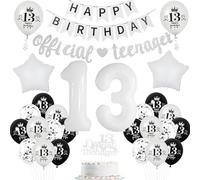 adolescente ufficiale Decorazioni 13 anni compleanno ragazzo ragazza palloncini 13 anni compleanno ragazza Neri Bianco, compleanno 13 anni ragazzo decorazione torta 13 anni compleanno ragazza