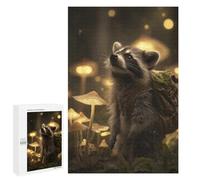 Adolescenti 1000 PCS Puzzle Raccoon with Backpack in Mushroom Forest Puzzle Per Adulti Giochi Per Famiglie Vacanza A Casa Passatempo Regali Unici Di Compleanno E Natale 1000 PCS