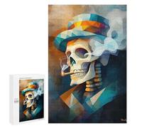 Adolescenti 1000 PCS Puzzle Skull Smoking A Cigarette - Cubist Minimalist Vision - Vibrant Masterpiece Inspired by Vincent Van G... Puzzle Per Adulti Giocattoli Fai Da Te Analisi E Logica Giochi Stimo