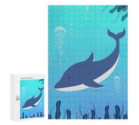 Adolescenti 300 PCS Puzzle Blue Whale Illustration Puzzle Per Adulti Giocattoli Fai Da Te Analisi E Logica Giochi Stimolanti Regali 300 PCS