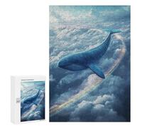 Adolescenti 300 PCS Puzzle Whale Flying through Clouds with Rainbow Puzzle Per Adulti Giocattoli Fai Da Te Analisi E Logica Giochi Stimolanti Regali 300 PCS