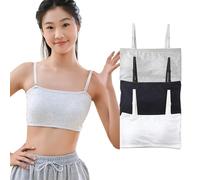 Adolescenti Reggiseno Sportivo In Cotone/Cotone Sport Con Sfoderabili/Solette Rimovibili Supporto Leggero Con U-Back Fitness Età 10-16 Anni, 3 confezioni, 30-34A