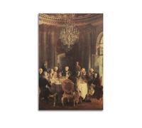 Adolph Von Menzel - Tavola rotonda di re Federico II a Sanssouci Voltaire (1849-5) - 17, X 22, Fine Art Print-1 Poster Pittura Decorativa su Tela da Parete e Stampa Artistica Moderna Camera da Letto