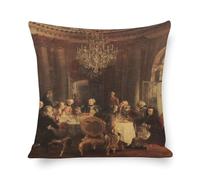 Adolph Von Menzel - Tavola rotonda di re Federico II a Sanssouci Voltaire (1849-5) - 17 x 22, stampa artistica su 1 federa in lino, stile tessile per la casa, 50 x 50 cm