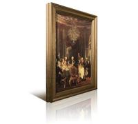 Adolph Von Menzel - Tavola rotonda di re Federico II a Sanssouci Voltaire (1849-5) - 17, X 22, Stampa artistica - 1 Stampa decorativa retrò incorniciata e stampa artistica moderna per camera da letto
