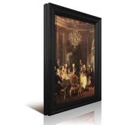 Adolph Von Menzel - Tavola rotonda di re Federico II a Sanssouci Voltaire (1849-5) - 17, X 22, Stampa artistica - 1 Stampa decorativa retrò incorniciata e stampa artistica moderna per camera da letto