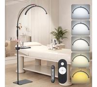 Adonafy Lampada Extension Ciglia Professionale: 18" Lampada Per Extension Ciglia Regolabile con Testa Regolabile 360°& 5 Colori Dimmerabili con Una Lente D'ingrandimento per Tatuaggi, Salone, Casa