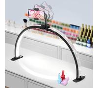 Adonafy Mezza Luna Lampada per Nghie: 29" Lampada da Tavolo per Unghie - Luce Unghie da Tavolo con 3 Modalità Colore e 10 Livelli di Luminosità Regolabili per Unghie (Nero con Diamante, Grande)