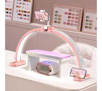 Adonafy Mezza Luna Lampada per Nghie: 30" Lampada da Tavolo per Unghie con Supporto - Luce Unghie da Tavolo con 3 Modalità Colore e 10 Livelli di Luminosità Regolabili per Unghie (Diamante, Rosa)