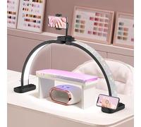 Adonafy Mezza Luna Lampada per Nghie: 30" Lampada da Tavolo per Unghie con Supporto - Luce Unghie da Tavolo con 3 Modalità Colore e 10 Livelli di Luminosità Regolabili per Unghie (Diamante, Nero)