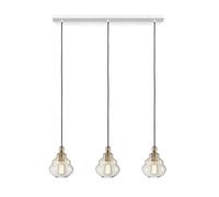 ADONE LAMPADARIO A SOSPENSIONE RETTANGOLARE 3 VETRI MIELE MONTATURA CROMO LUCIDO ATTACCO E27