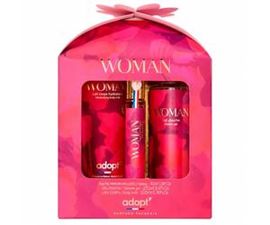 adopt Woman Set - Profumo 30 ml, gel doccia e lozione per il corpo | Set di 3 profumi e cura, eau de parfum 30 ml, gel doccia 250 ml, lozione corpo 200 ml, floreale e sensuale