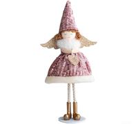 Adorabile angelo in peluche in piedi per albero di Natale e decorazione natalizia per la casa (rosa)
