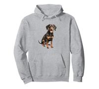 Adorabile Arte del Ritratto di Coonhound Nero e Marrone Chiaro Felpa con Cappuccio