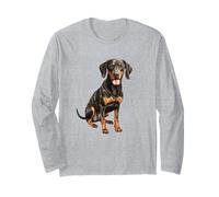 Adorabile Arte del Ritratto di Coonhound Nero e Marrone Chiaro Maglia a Manica
