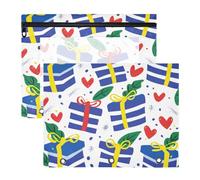 Adorabile astuccio a 3 fori per lettere A4, confezione da 2 pezzi, per studenti che tornano a scuola, a righe blu e bianche, idea regalo con cuori