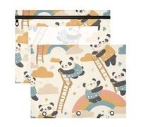Adorabile astuccio portapenne per documenti formato A4, confezione da 2 pezzi, per studenti, materiale scolastico, grazioso panda rosa