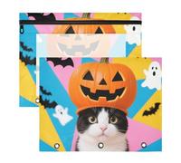 Adorabile astuccio portapenne per lettere formato A4, confezione da 2 pezzi, per insegnanti, casa, Halloween, gatto nero e zucche