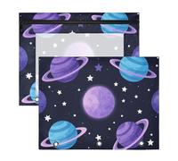 Adorabile astuccio portapenne per raccoglitori a 3 anelli, confezione da 2 pezzi, per insegnanti, classe, cartoni animati, pianeti, spaziali, colorati