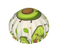 Adorabile avocado che ascolta musica, cuffia da a impermeabile a doppio strato, cappello con elastico riutilizzabile